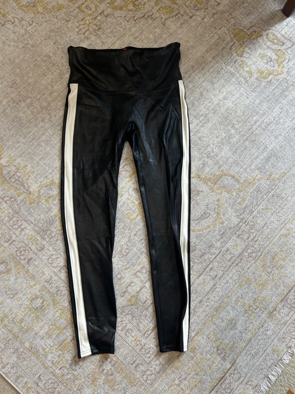 SPANX Black Shaping Leggings with Red Logo Tag
